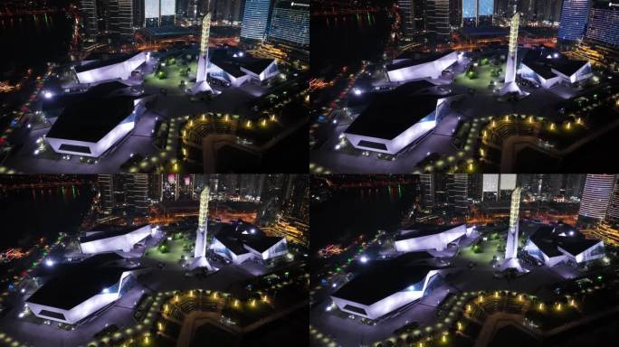 【航拍】长沙湘江三馆一厅延时夜景视频