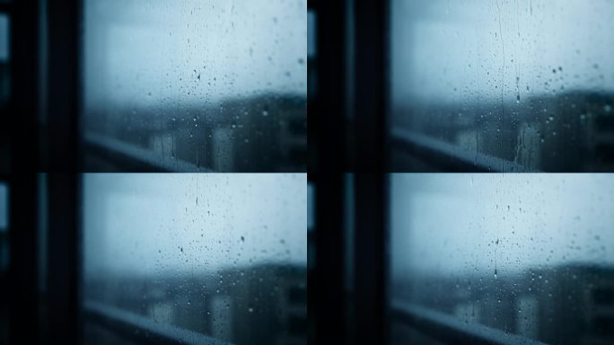 雨天下雨滴玻璃窗车窗下雨天