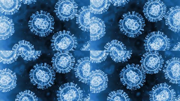 新型冠状病毒肺炎细胞。显微镜幻灯片