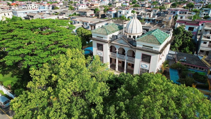 航拍中山市南区马应飚公园