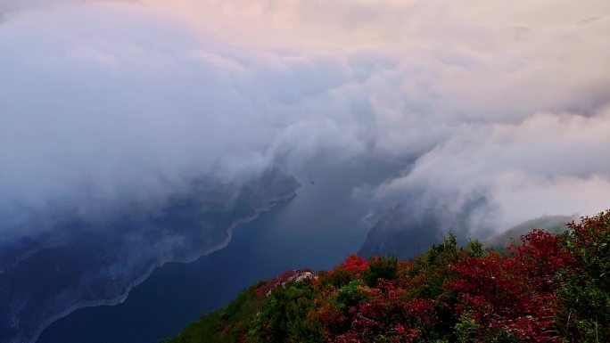 大气三峡云海红叶奇观延时视频