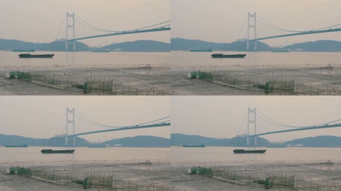 长江长江大桥船只经过