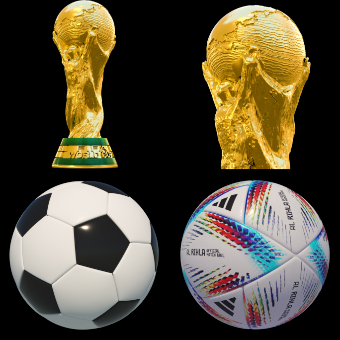 世界杯 大力神杯 透明通道足球 卡塔尔