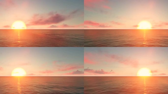 4K海面太阳升起夕阳3-60帧