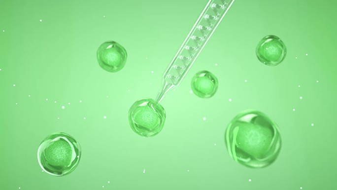 植物精华细胞液萃取 绿色背景三维广告素材