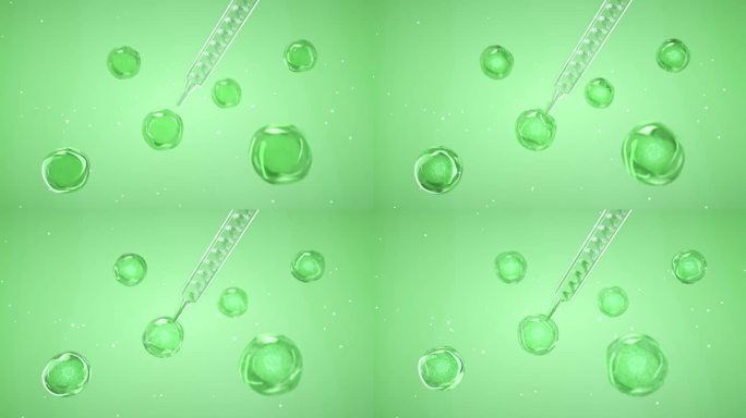 植物精华细胞液萃取 绿色背景三维广告素材