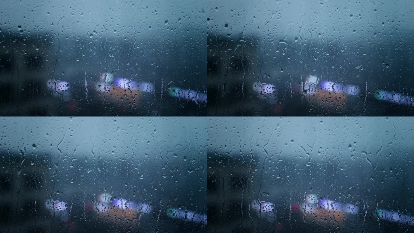 雨天玻璃窗车窗雨水雨滴