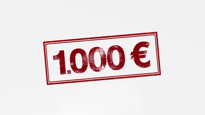 欧元一千欧元盖红章印戳