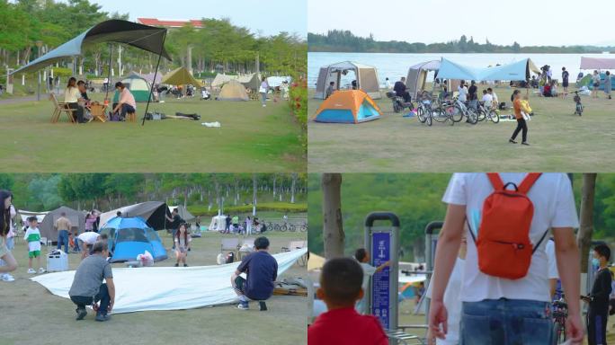 露营场地-市民逛公园帐篷游玩