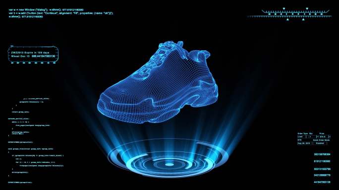 蓝色全息科技运动鞋透明通道素材