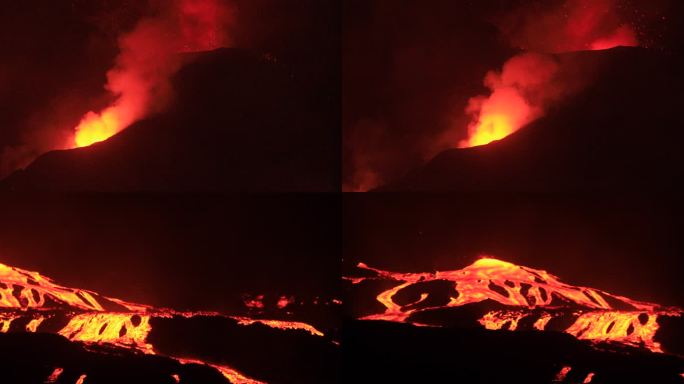 熔岩流摧毁了拉帕尔马塔胡亚的“天堂”。老山顶的火山爆发。2021年10月18日