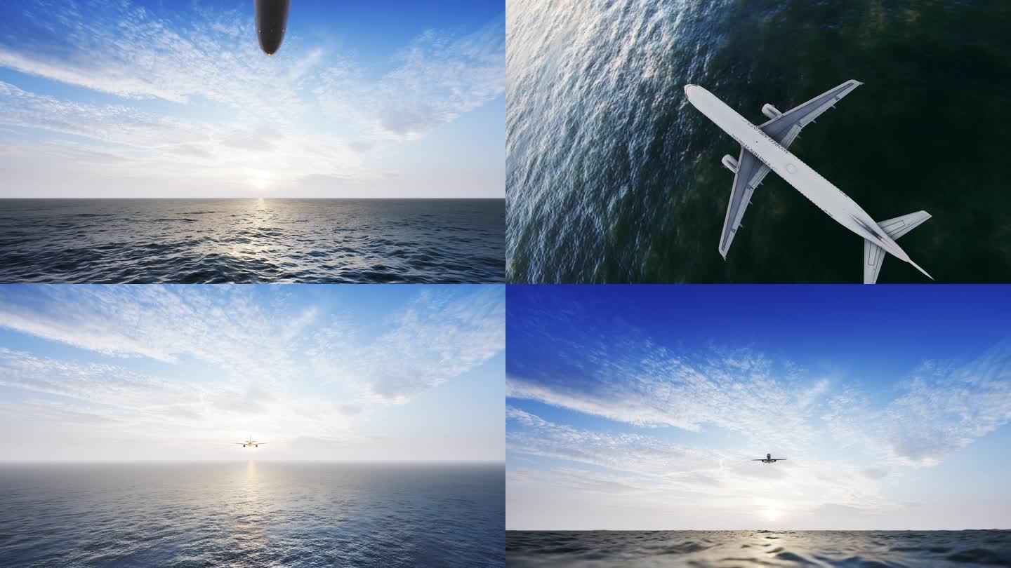 飞机飞过大海海面合集