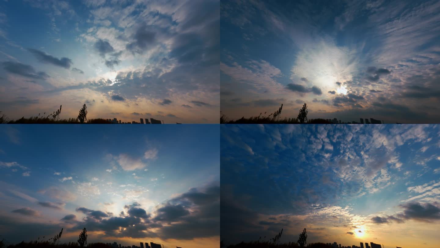 丁达尔效应的延时摄影天空云层