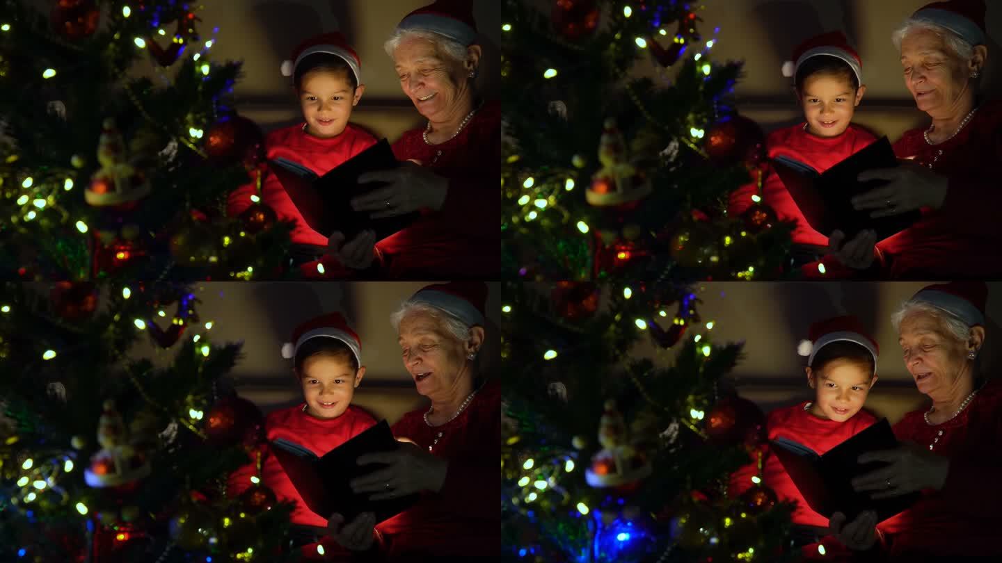 在神奇的圣诞氛围中阅读圣诞故事