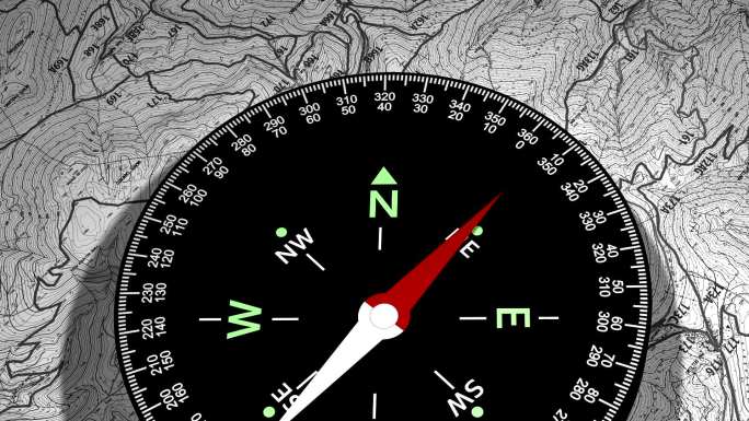 指南针，用于确定地理方向的设备