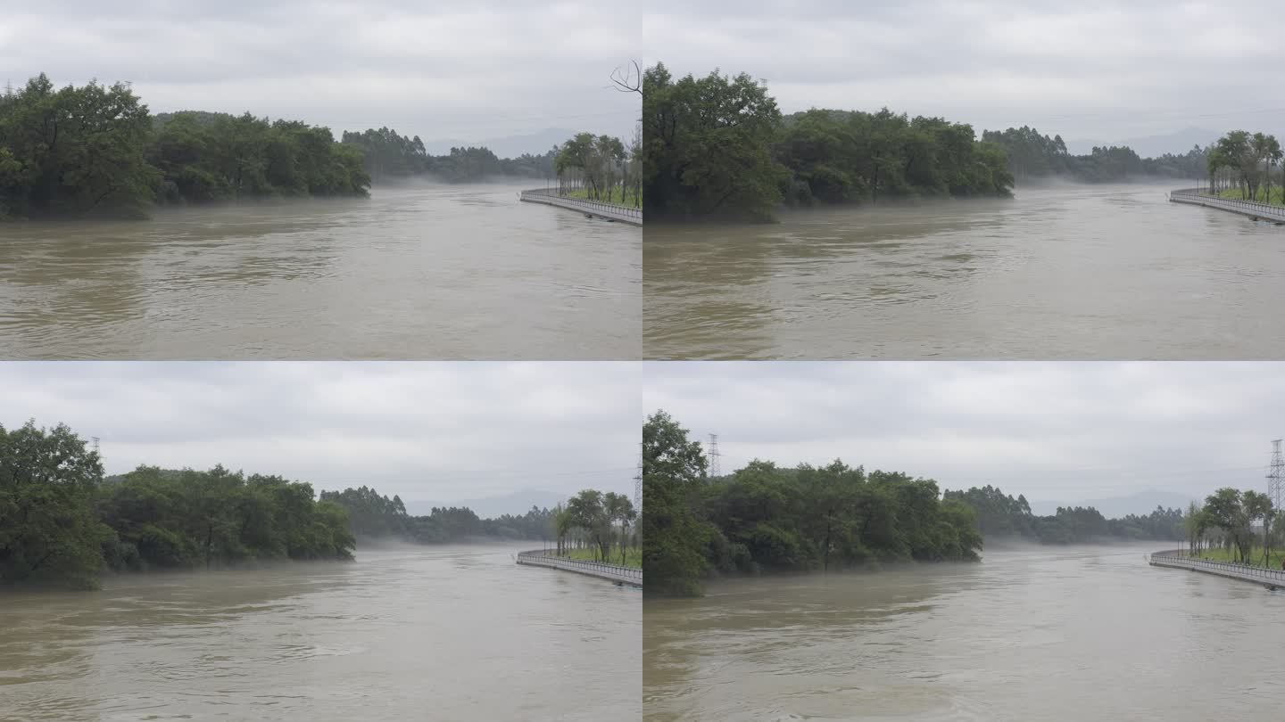 航拍河流涨大水 洪水 水灾 自然灾害