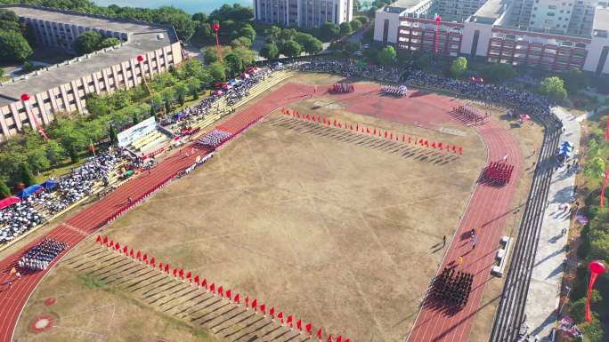 学校操场运动会航拍校运会体育活动