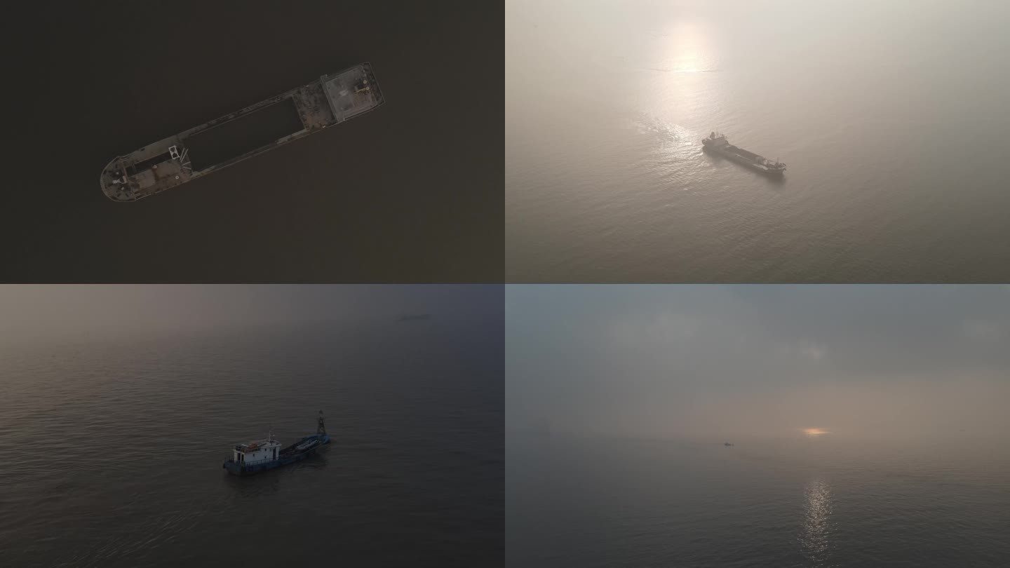 【4k】迷雾中的海上轮船