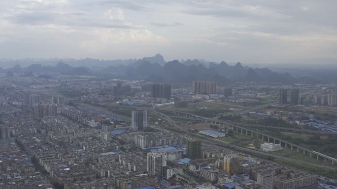 航拍桂林黄昏城市空镜风光视频