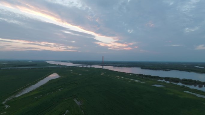 湿地，树林，草地，湖泊航拍空镜