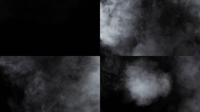 黑色背景上的抽象白烟、雾、蒸汽云