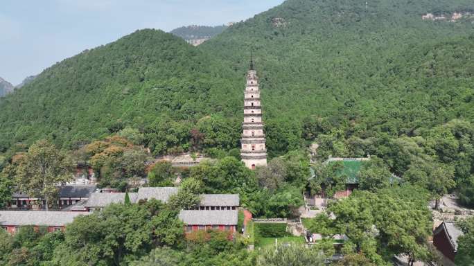 济南灵岩寺辟支塔景区航拍4K视频