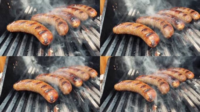 Pork Bratwurst Bangers户外烧烤西科罗拉多烹饪4K视频系列