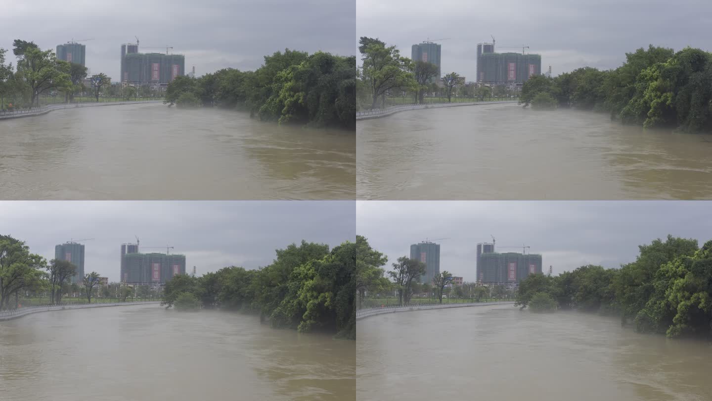 航拍河流涨大水 洪水 水灾 自然灾害