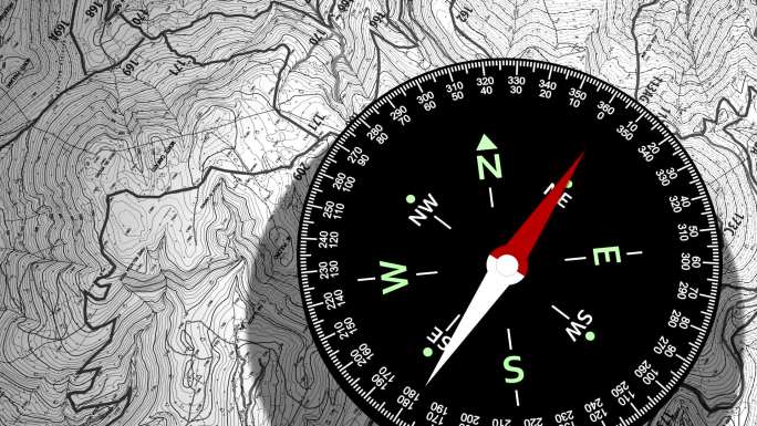 指南针，用于确定地理方向的设备