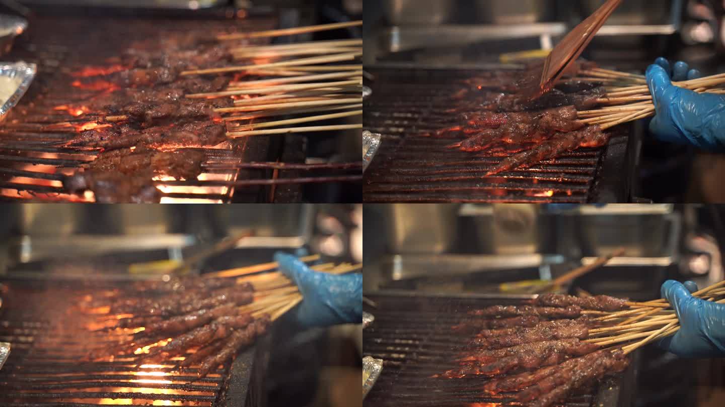 烧烤羊肉串红柳大串烤肉美食小吃