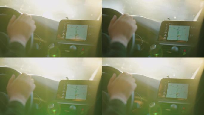 原创4k握住方向盘开车驾车导航仪