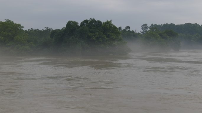 航拍河流涨大水 洪水 水灾 自然灾害