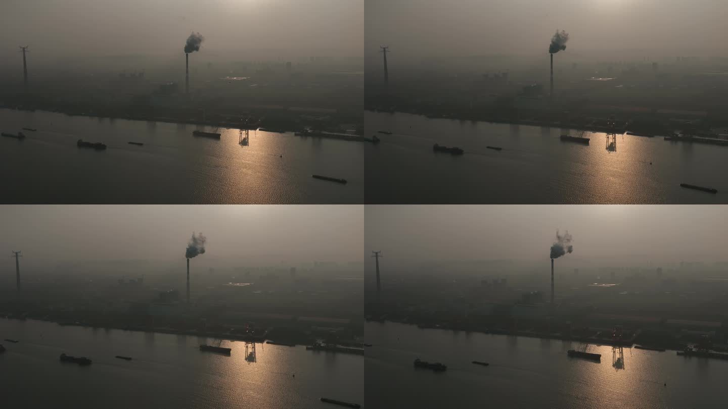 南京烟筒烟雾排放4K航拍
