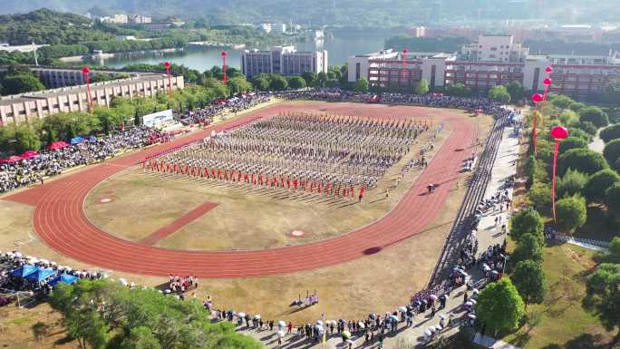 学校操场运动会航拍校运会体育活动