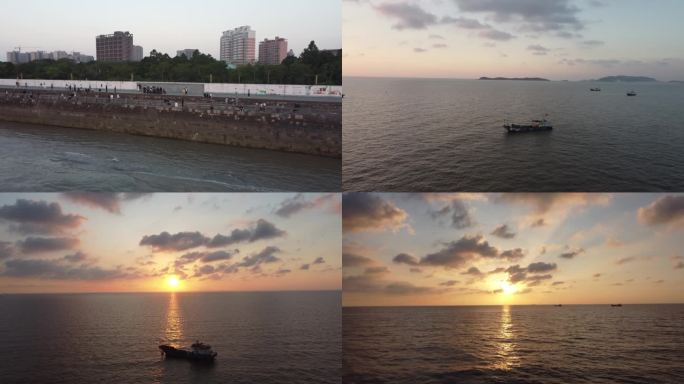 【4k】观海园日出，朝霞，轮船
