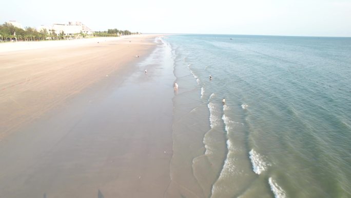 广西北海银滩海边沙滩航拍