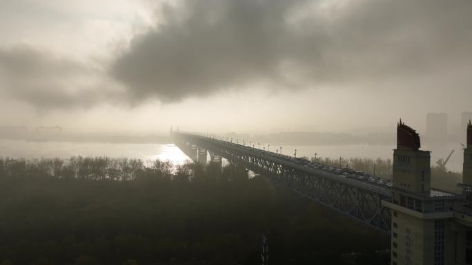 南京长江大桥 桥北穿云航拍素材4K