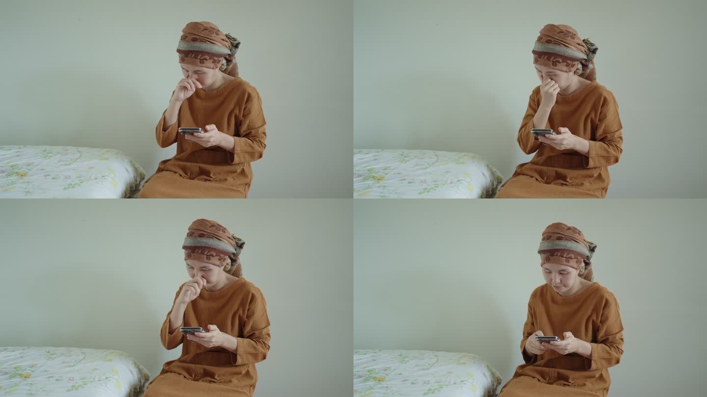 癌症患者在家使用智能手机