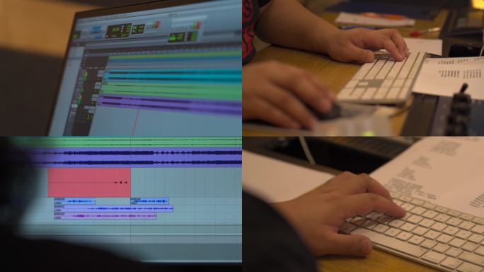 录音棚调音台录音室电脑操作素材