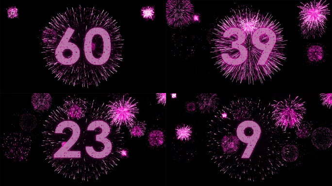 4K粉紫色霓虹灯60秒跨年倒数2023年
