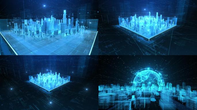 5G智慧城市科技虚拟万物互联光线地球