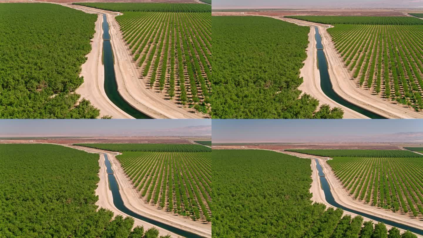 加利福尼亚中央谷地渡槽的后向无人机射击