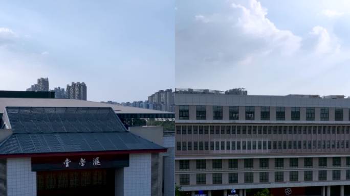高清竖屏航拍广西大学汇学堂风景