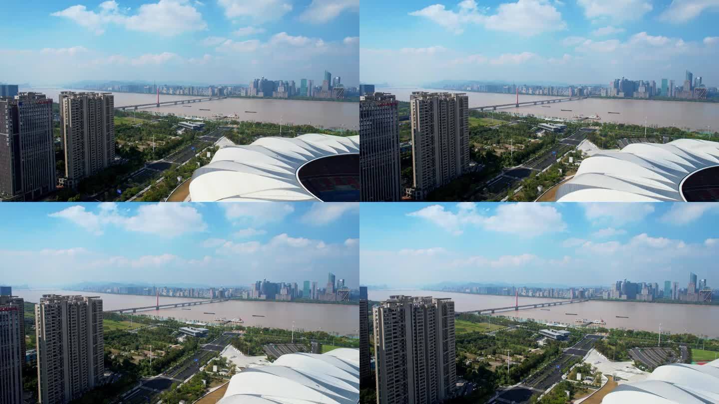4K原创航拍杭州奥体中心