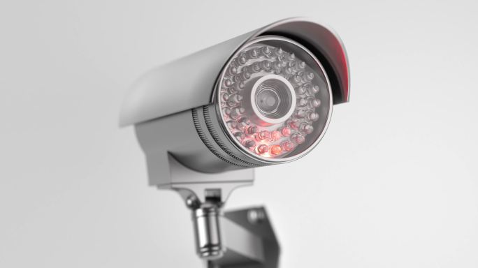 闭路电视安全监控摄像头。私人财产保护。