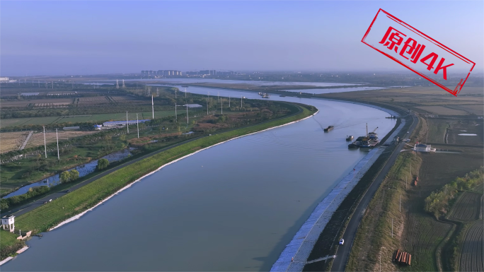 航拍巢湖岸边引江济淮运河建设国家二级航道
