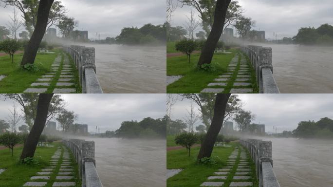 航拍河流涨大水 洪水 水灾 自然灾害