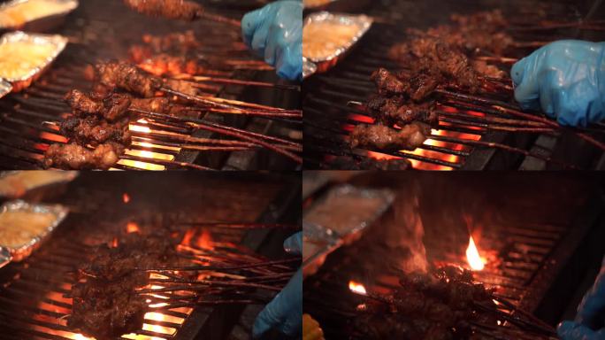 烧烤羊肉串红柳大串烤肉美食小吃