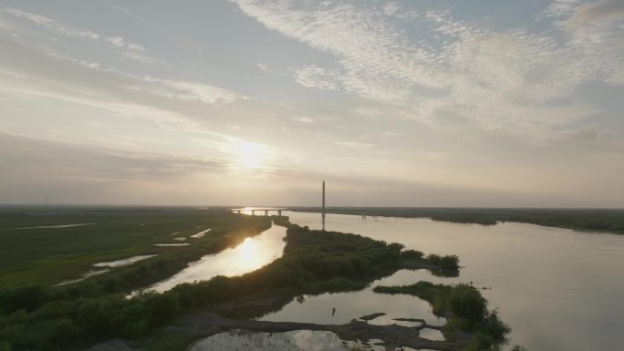 湿地，江，河航拍空镜