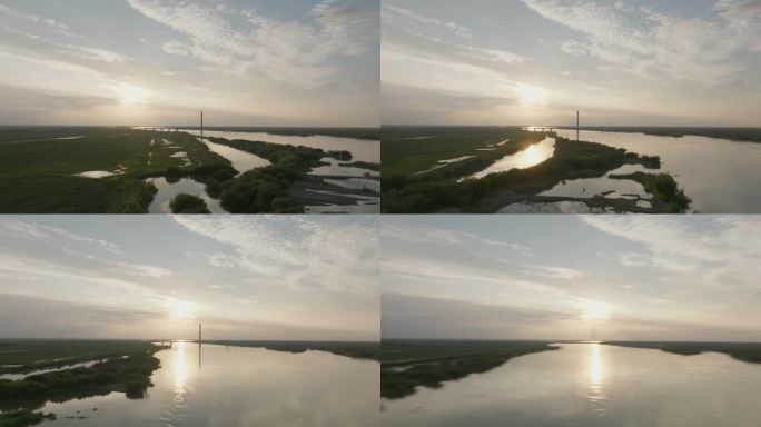 湿地，江，河航拍空镜